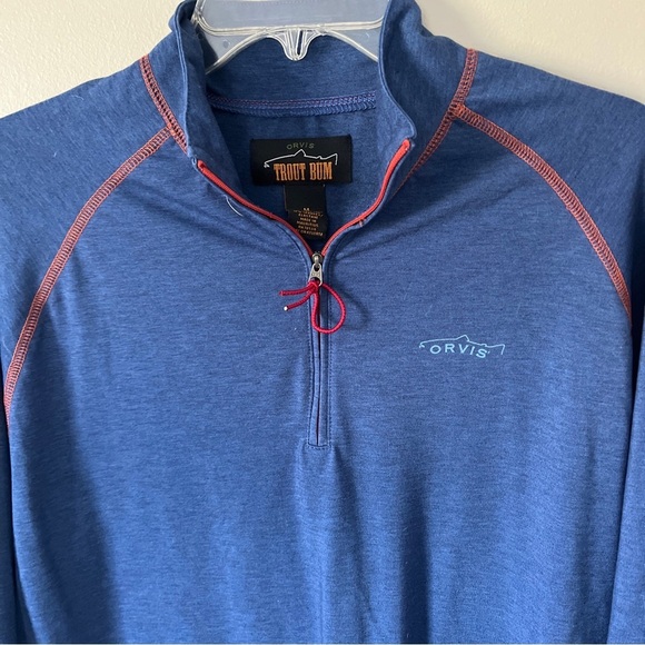 Orvis Trout Bum Sweatshirt 1/4 Zip Adult Size Medium Hiking Fishing Cotton Blend - Picture 1 of 5